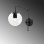 Opviq Lámpara de pared con cuerpo metálico y tapa de cristal Blanco y negro